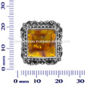 Belle pierres précieuses ambrées avec anneau en argent sterling vintage antique pour cadeau d&#39;anniversaire